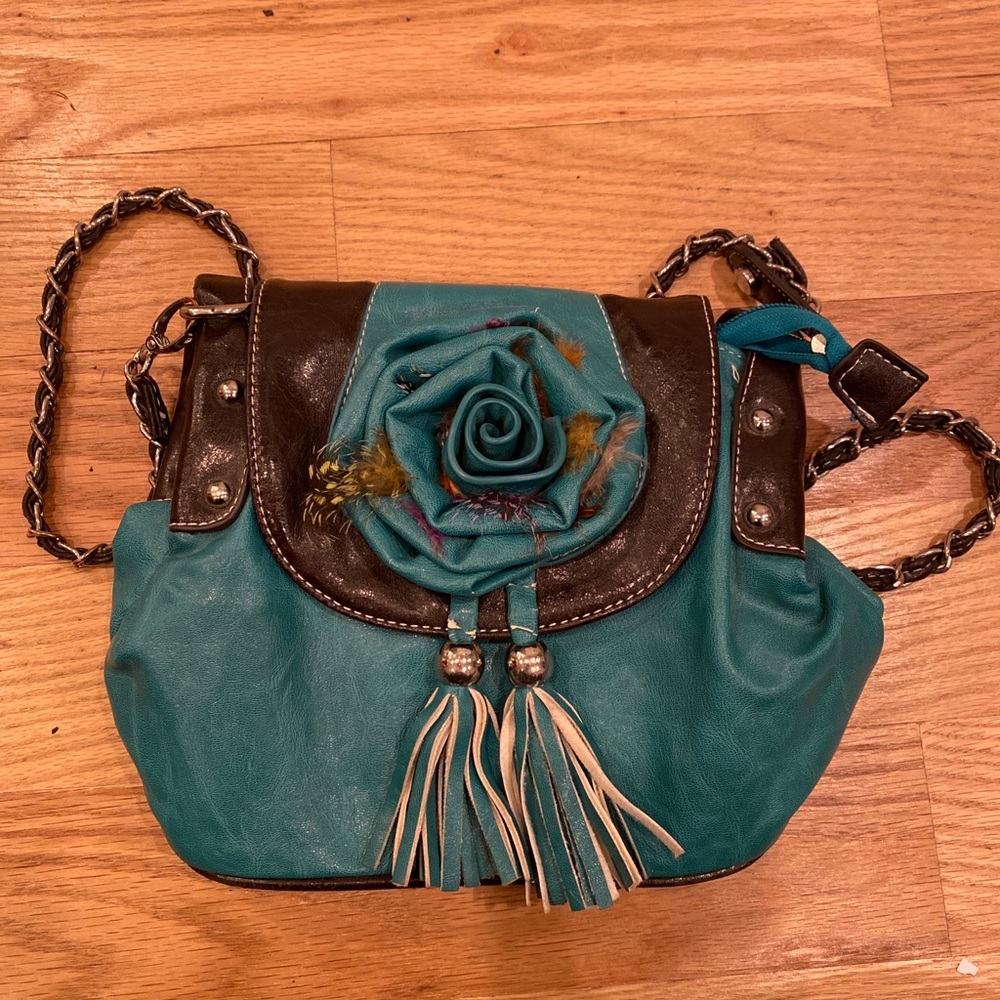 Handbag green and brown color